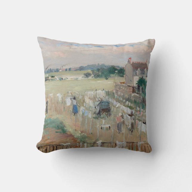 Cojín Decorativo Berthe Morisot - Colgando la lavandería para secar (Anverso)