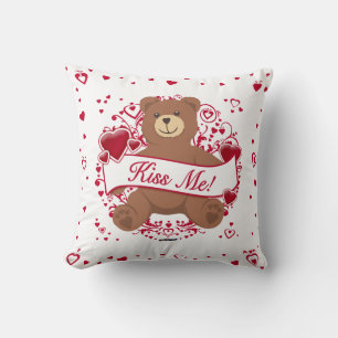 Cojín Decorativo ¡Bésame! El día de San Valentín Teddy Bear