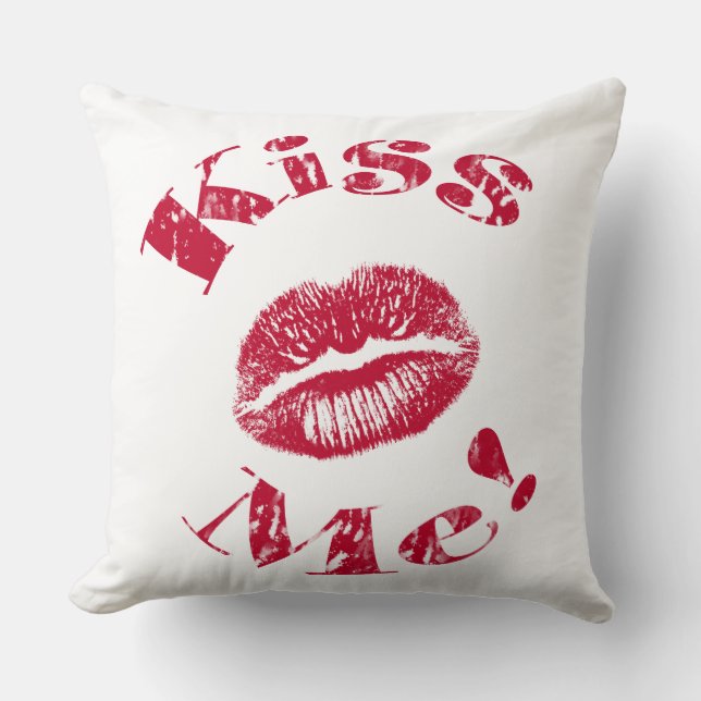 Cojín Decorativo ¡Bésame! Labios rojos (Anverso)
