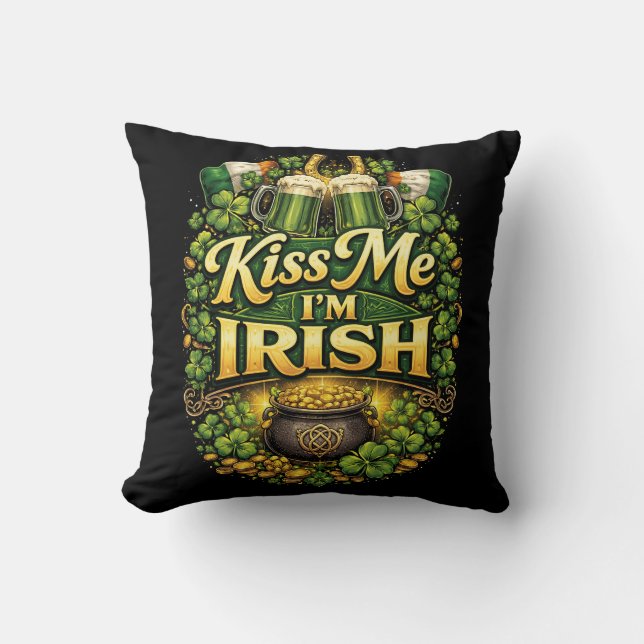 Cojín Decorativo Bésame, soy irlandés (Anverso)
