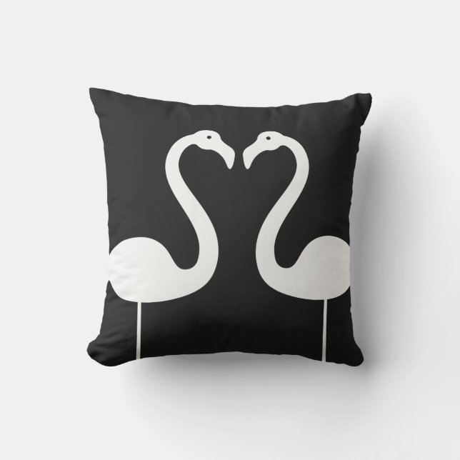 Cojín Decorativo Besando flamencos Black Outdoor Pillow (Anverso)