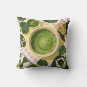 Cojín Decorativo Beso de té Matcha en naturaleza muerta
