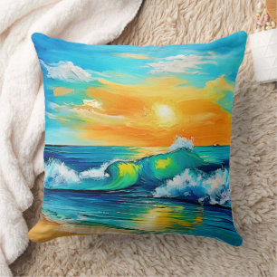 Cojín Decorativo Beso del océano: Olas de atardecer