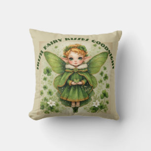 Cojín Decorativo Besos de hadas irlandeses verdes Shamrocks Buenas
