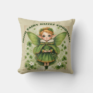 Cojín Decorativo Besos de hadas irlandeses verdes Shamrocks Buenas
