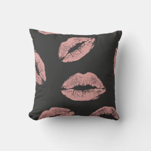 Cojín Decorativo Besos de labios rosas, patrón El día de San Valent