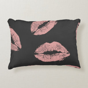 Cojín Decorativo Besos de labios rosas, patrón El día de San Valent