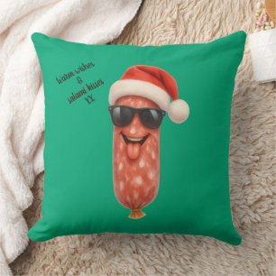 Cojín Decorativo Besos divertidos de salami de Navidad