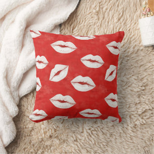 Cojín Decorativo Besos Rojos Blancos XOXO