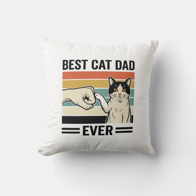 Cojín Decorativo Best Cat Dad Ever Retro Cat Fist Bump Shirt_1 (Anverso)