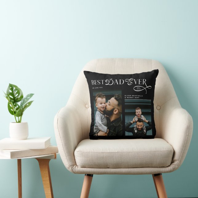 Cojín Decorativo  Best Dad Ever 2 Photos Modern Fathers Day Gifts (Silla)