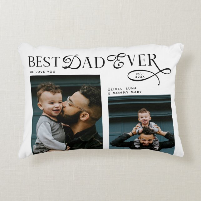 Cojín Decorativo  Best Dad Ever 4 Photos Modern Fathers Day Gifts (Anverso)