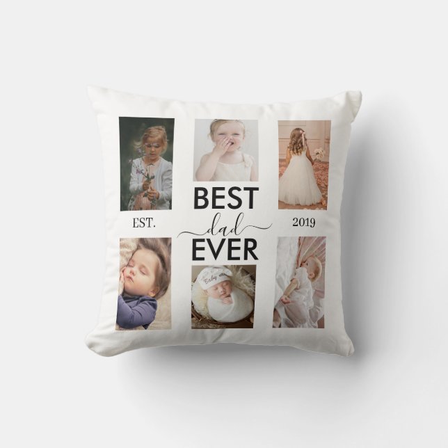 Cojín Decorativo Best Dad Ever Customizable year and images (Anverso)