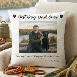 Cojín Decorativo Best Dog Dad Paws Pet Photo White