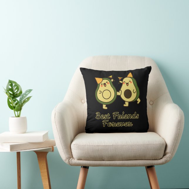 COJÍN DECORATIVO BEST FRIENDS FOREVER, FUNNY AVOCADO, FRIENDS DAY (Silla)