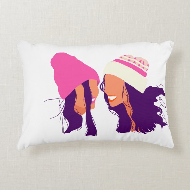 Cojín Decorativo Best Friends Illustration • Modern Accent Pillow (Anverso)
