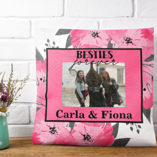 Cojín Decorativo Best friends PHOTO Gift Pink Throw Pillow