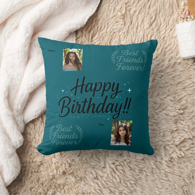 Cojín Decorativo Best Friends Photo Gift Throw Pillow (Manta)