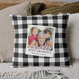 Cojín Decorativo Best Grandpa Black and White Plaid Photo