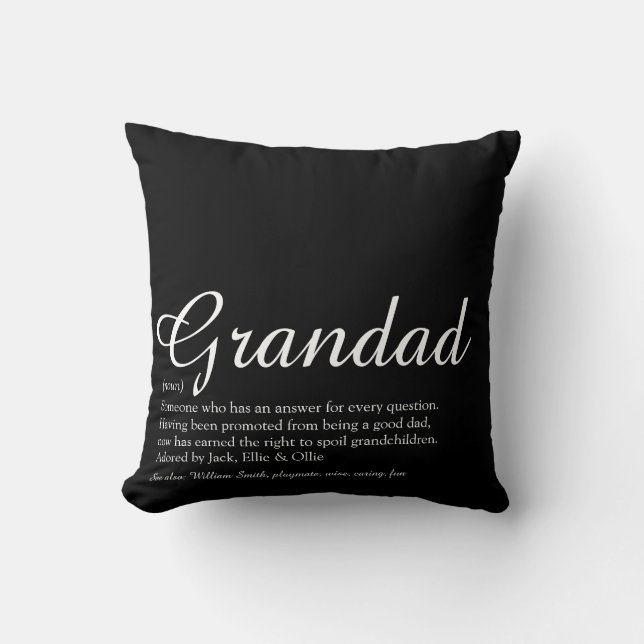 Cojín Decorativo Best Grandpa, Grandfather Ever Definition Script (Anverso)
