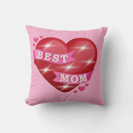 Cojín Decorativo Best Mom 3D Glossy Red Heart Mother's Day Gif