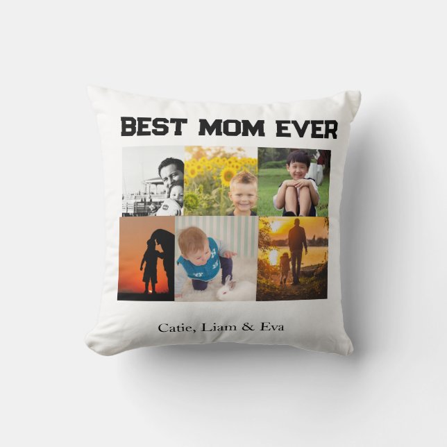 Cojín Decorativo Best Mom Ever Customizable name and images (Anverso)
