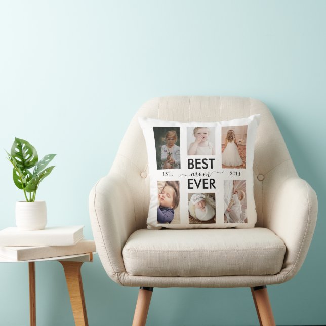 Cojín Decorativo Best Mom Ever Customizable year and images (Silla)