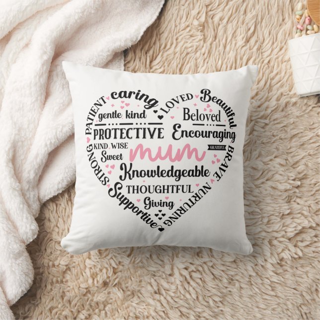 Cojín Decorativo Best Mum Ever: Mother's Day & Birthday Heart Word (Manta)