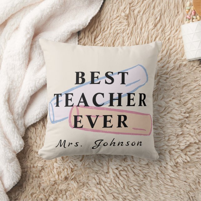 Cojín Decorativo Best Teacher Ever – Custom Name Pillow (Manta)
