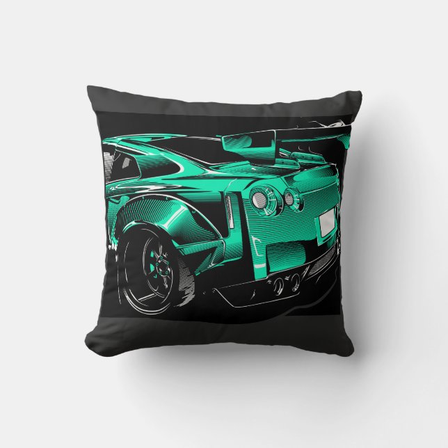COJÍN DECORATIVO BESTIA VERDE R35 GTR (Anverso)