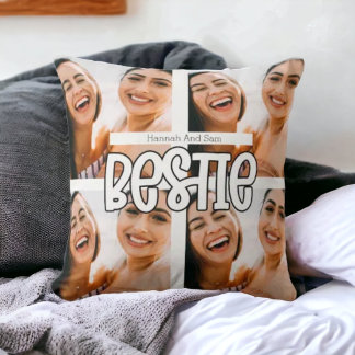 Cojín Decorativo bestie best friend bff texto de moda