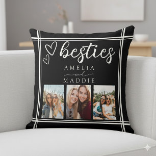 Cojín Decorativo Besties Collage de fotos Negro y Blanco