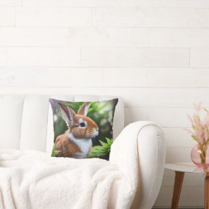 Cojín Decorativo "Betsy the Bunny: un dulce deslumbramiento marrón