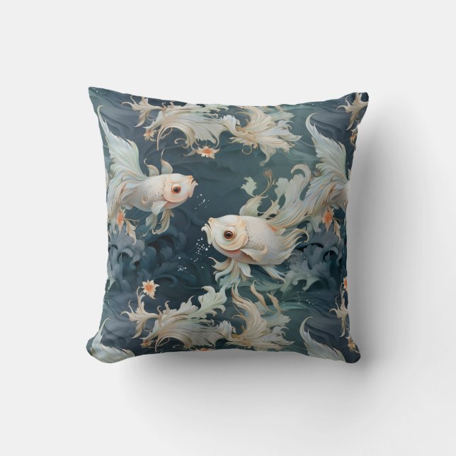 Cojín Decorativo Betta Fish Blue White (Anverso)