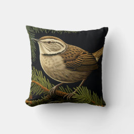 Cojín Decorativo Bewick’s wren on fir branches