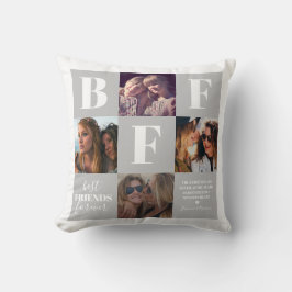 Cojín Decorativo BFF Bestie Collage de fotos Gray