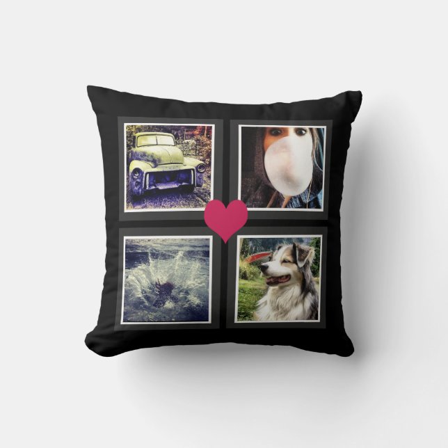 Cojín Decorativo BFFs adoran el Collage de fotos de Instagram con c (Anverso)