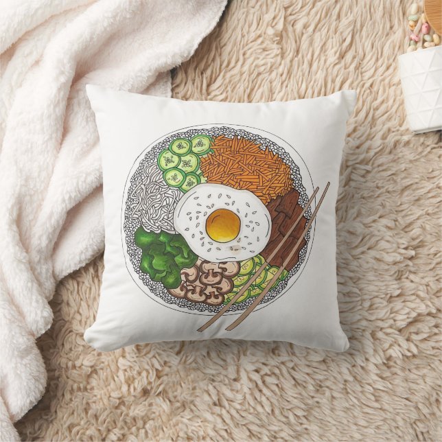 Cojín Decorativo Bibimbap Cocina coreana Cocina Cocina Rice Huevo D (Manta)