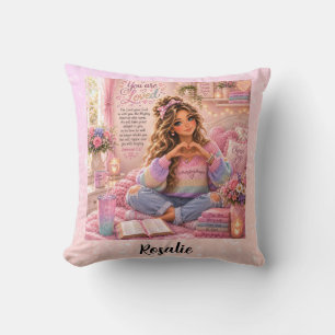 Cojín Decorativo Biblia cristiana para niñas de arcoíris rosa paste