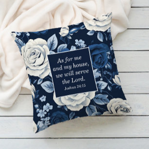 Cojín Decorativo Biblia Verso Floral Blanco Azul