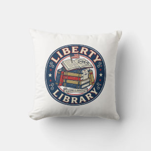 Cojín Decorativo Biblioteca de la Libertad Patriótica Diseño de cam