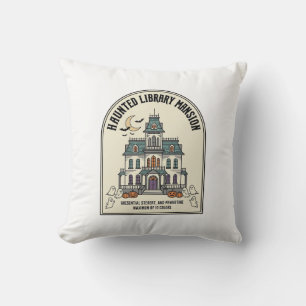 Cojín Decorativo Biblioteca Embrujada Salem Fantasma Vintage Hallow