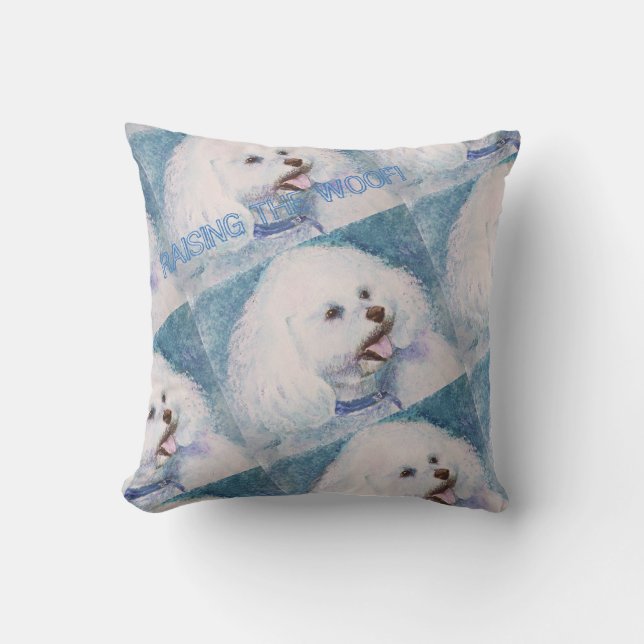 COJÍN DECORATIVO BICHON FRISE BLANCO DULCE (Anverso)