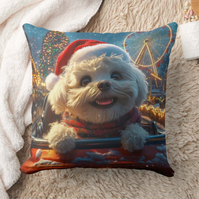 Cojín Decorativo Bichon Frise Dog Roller Navidades de Pascua (Manta)