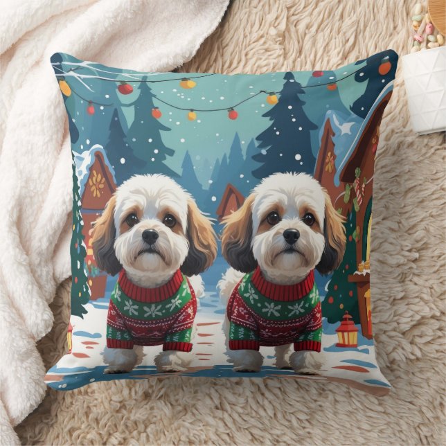 Cojín Decorativo Bichon Frise Dogs Christmas Snow Holiday (Manta)