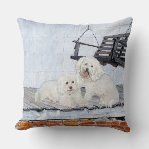 Cojín Decorativo Bichon Frisé en el Pórtico