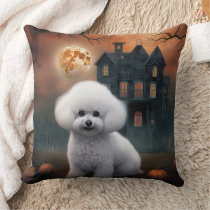 Cojín Decorativo Bichon Frise Halloween Aterrador