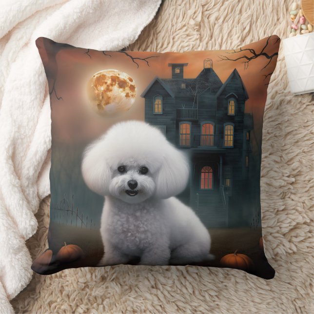 Cojín Decorativo Bichon Frise Halloween Aterrador (Manta)