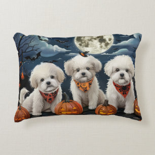 Cojín Decorativo Bichon Frise Halloween Espeluznante