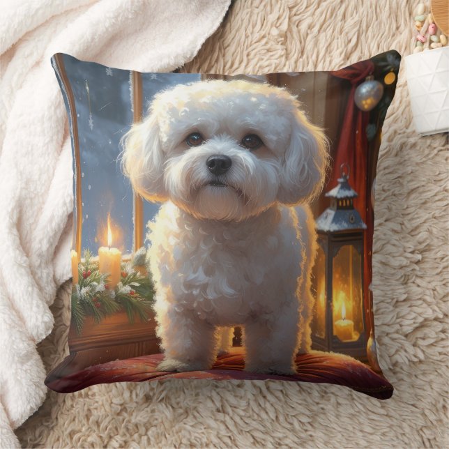 Cojín Decorativo Bichon Frise With Christmas Lights Holiday (Manta)